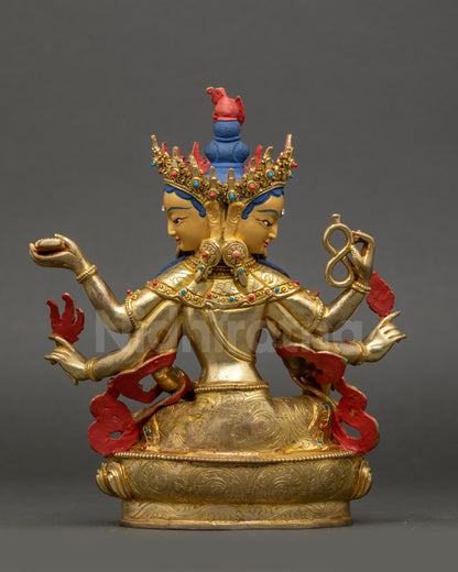 Vasudhara Golden Tara Statue back view showing craftsmanship and gilded finish