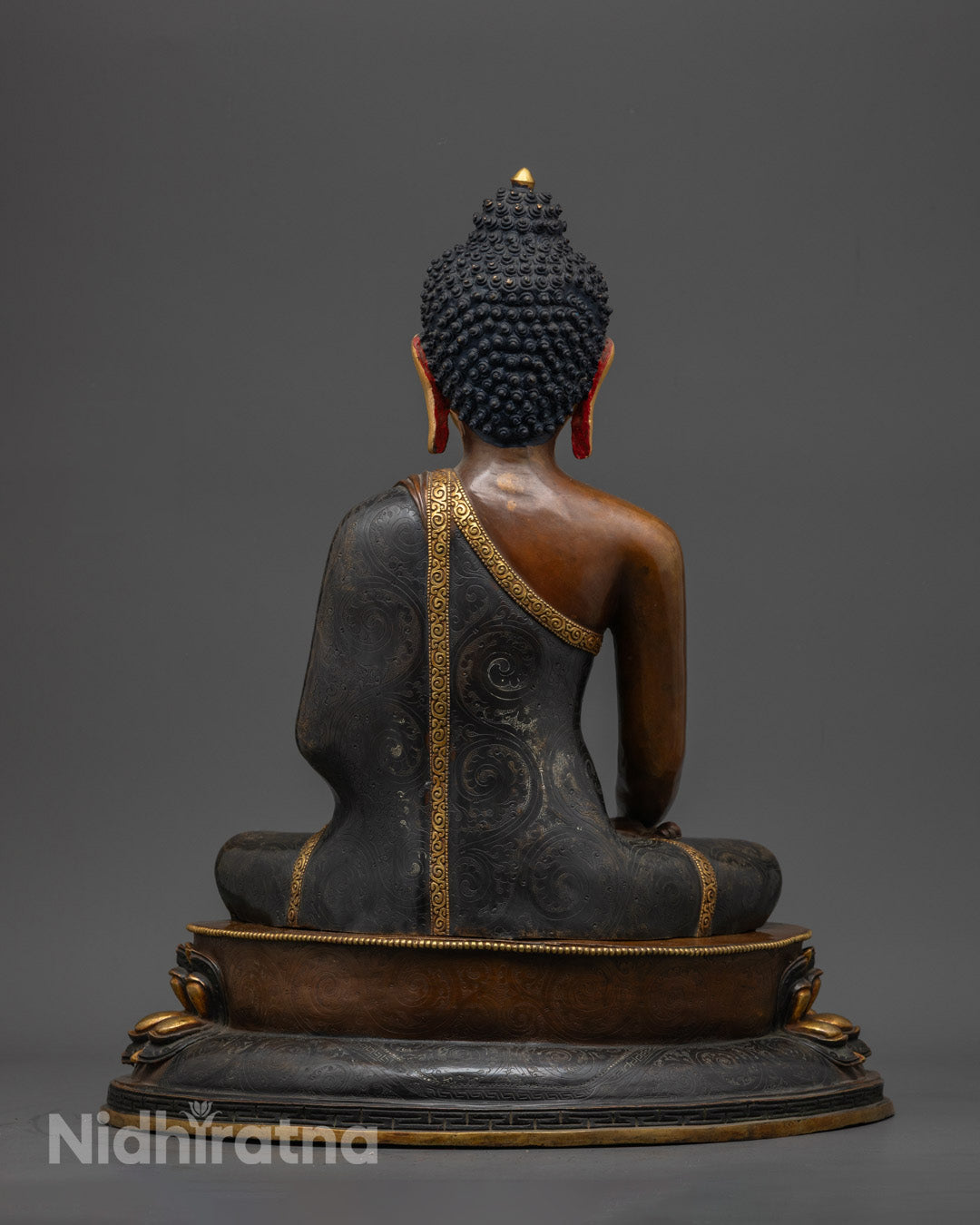 Vibrant Acrylic Painted Premium Shakyamuni Buddha Statue with Gold-Plated Body and Traditional Lost Wax Craftsmanship