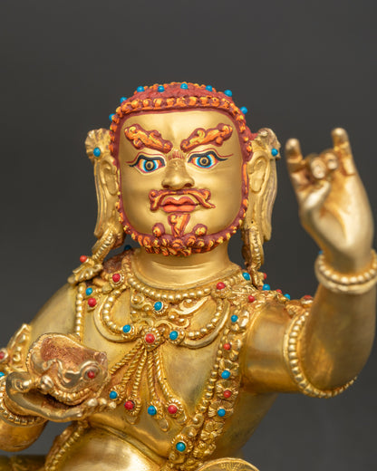 Virupaksha face close up 24K gold painted with semi-precious stone details