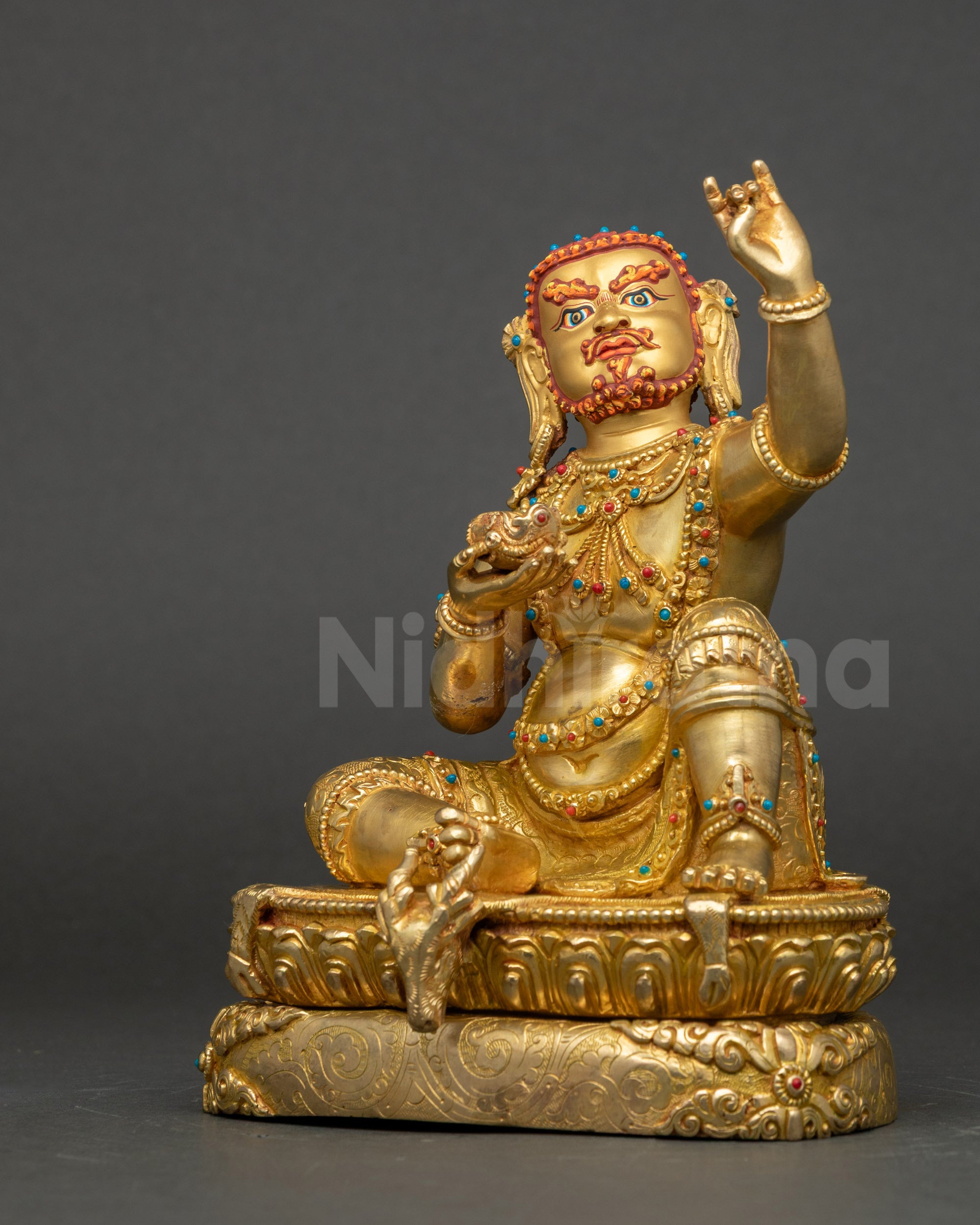 Virupaksha left side view detailed carvings semi-precious stones and jewelry