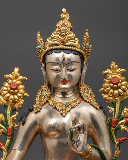 Tibetan White Tara Statue | Divine Feminine Energy