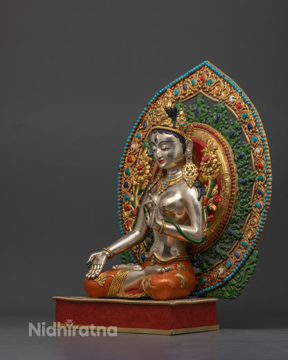 Tibetan White Tara Statue | Divine Feminine Energy