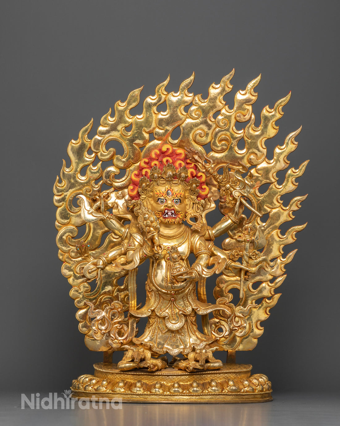 White Mahakala Statue Standing: Guardian of Peace and Prosperity