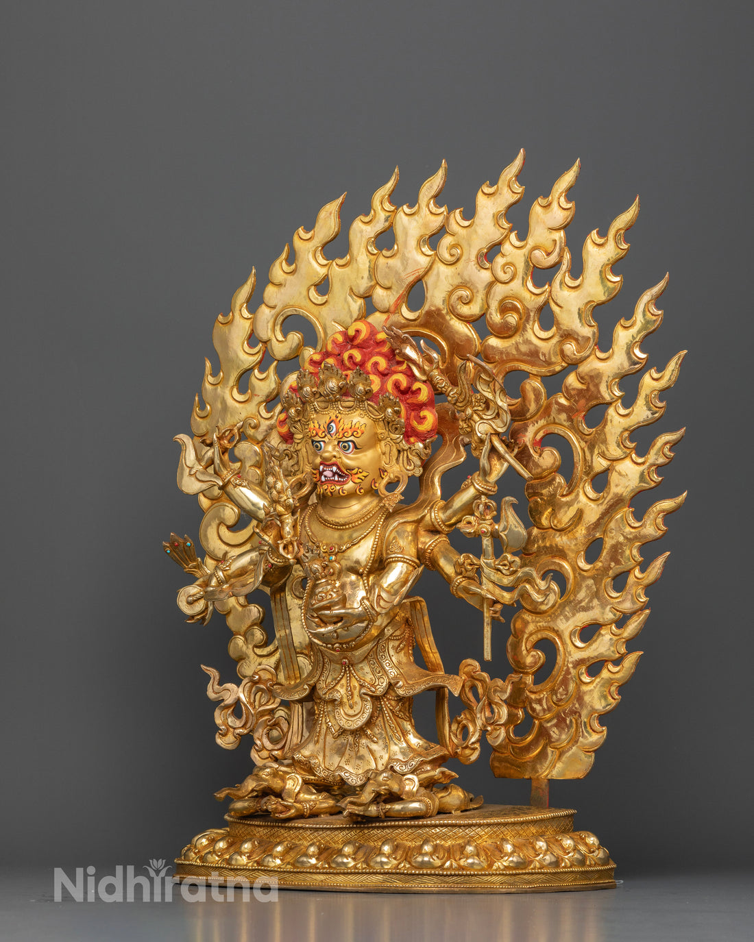 White Mahakala Statue Standing: Guardian of Peace and Prosperity