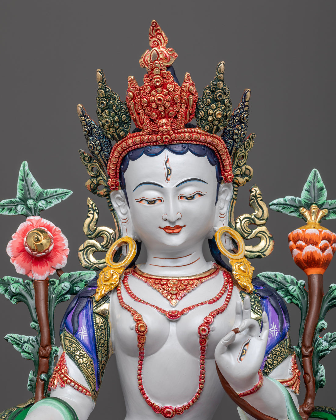 Colorful White Tara Statues for Peace and Protection