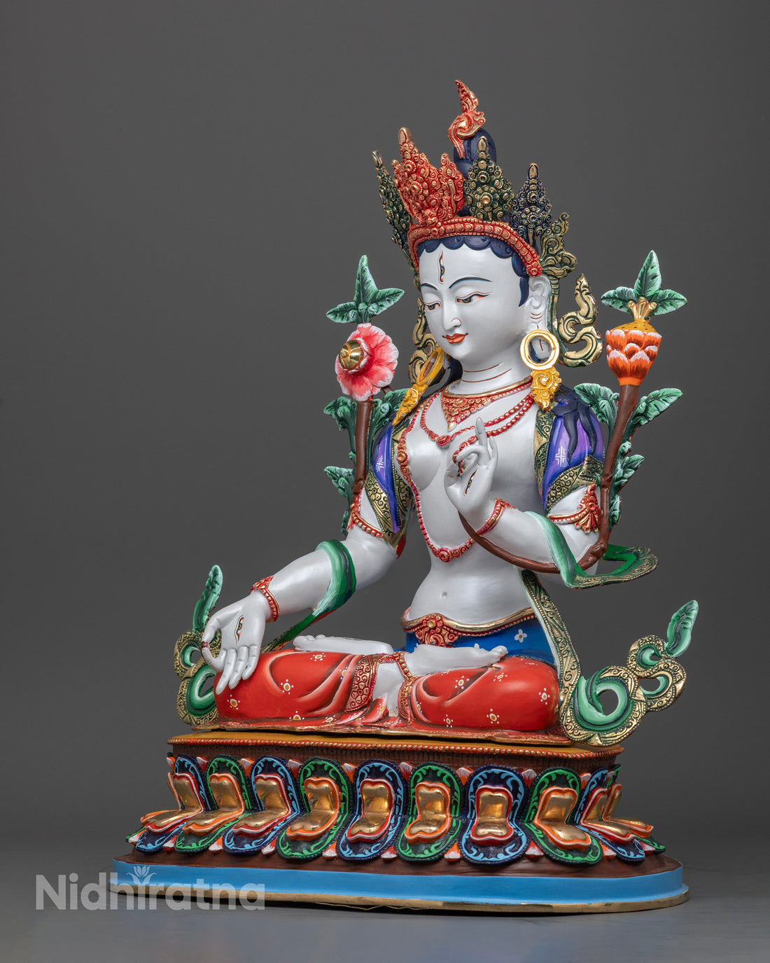 Colorful White Tara Statues for Peace and Protection