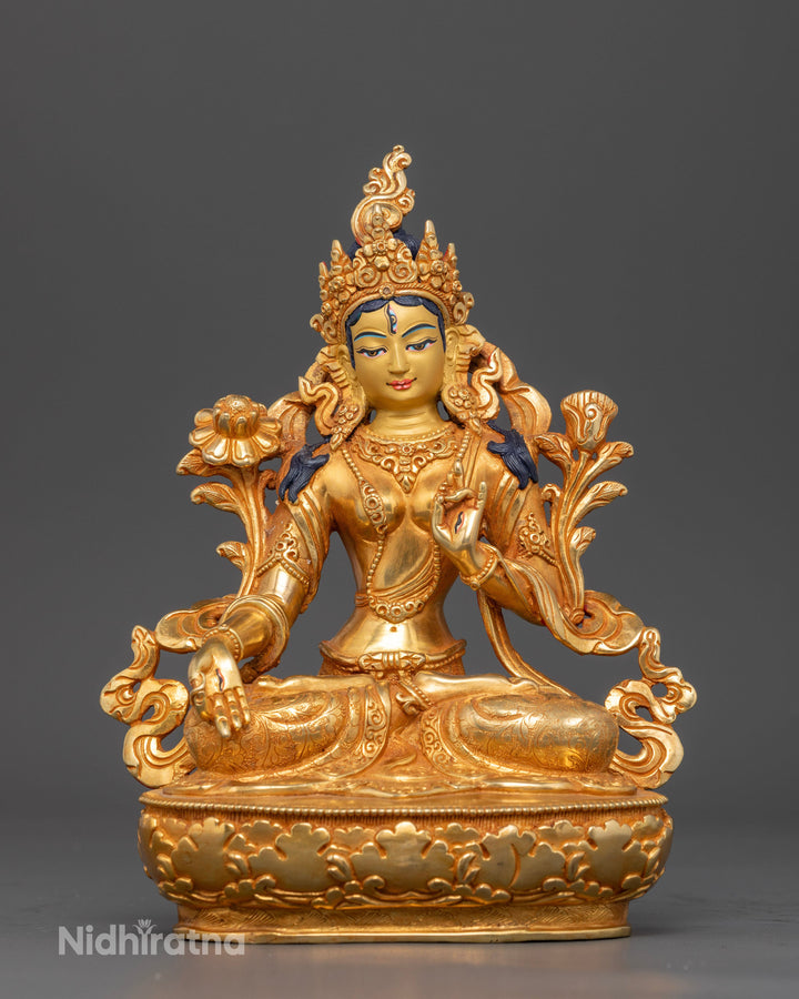 White Tara Made with 24K Gold - Exquisite Handcrafted Art