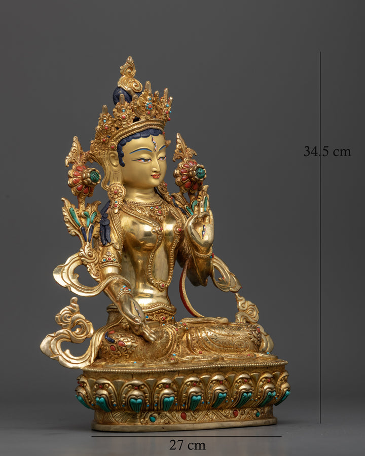 White Tara Figurine for Blessings of Long Life and Compassion