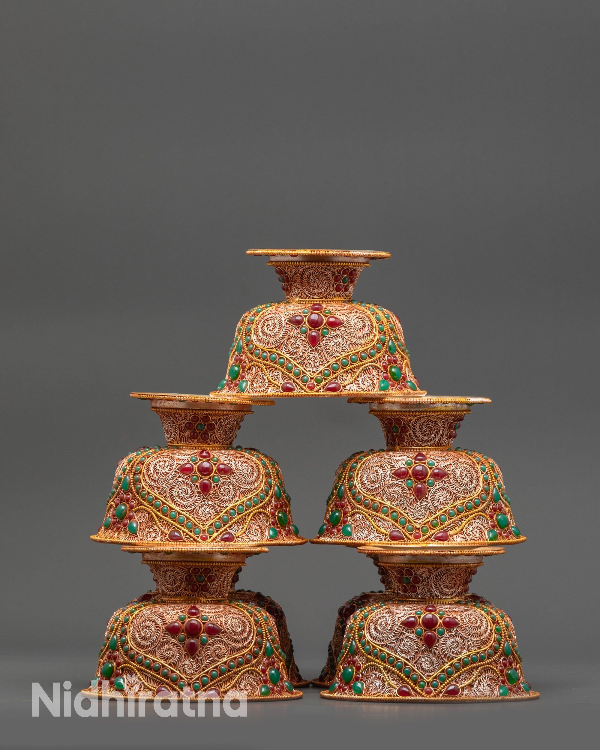 Seven Set of Water Offering Bowl | Sacred Ritual and Prayer Vessel