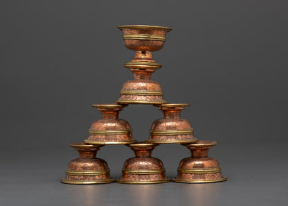 Copper Water Offering Bowl | Buddhist Ritual Items