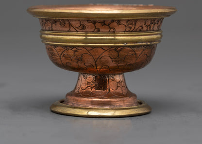 Copper Water Offering Bowl | Buddhist Ritual Items