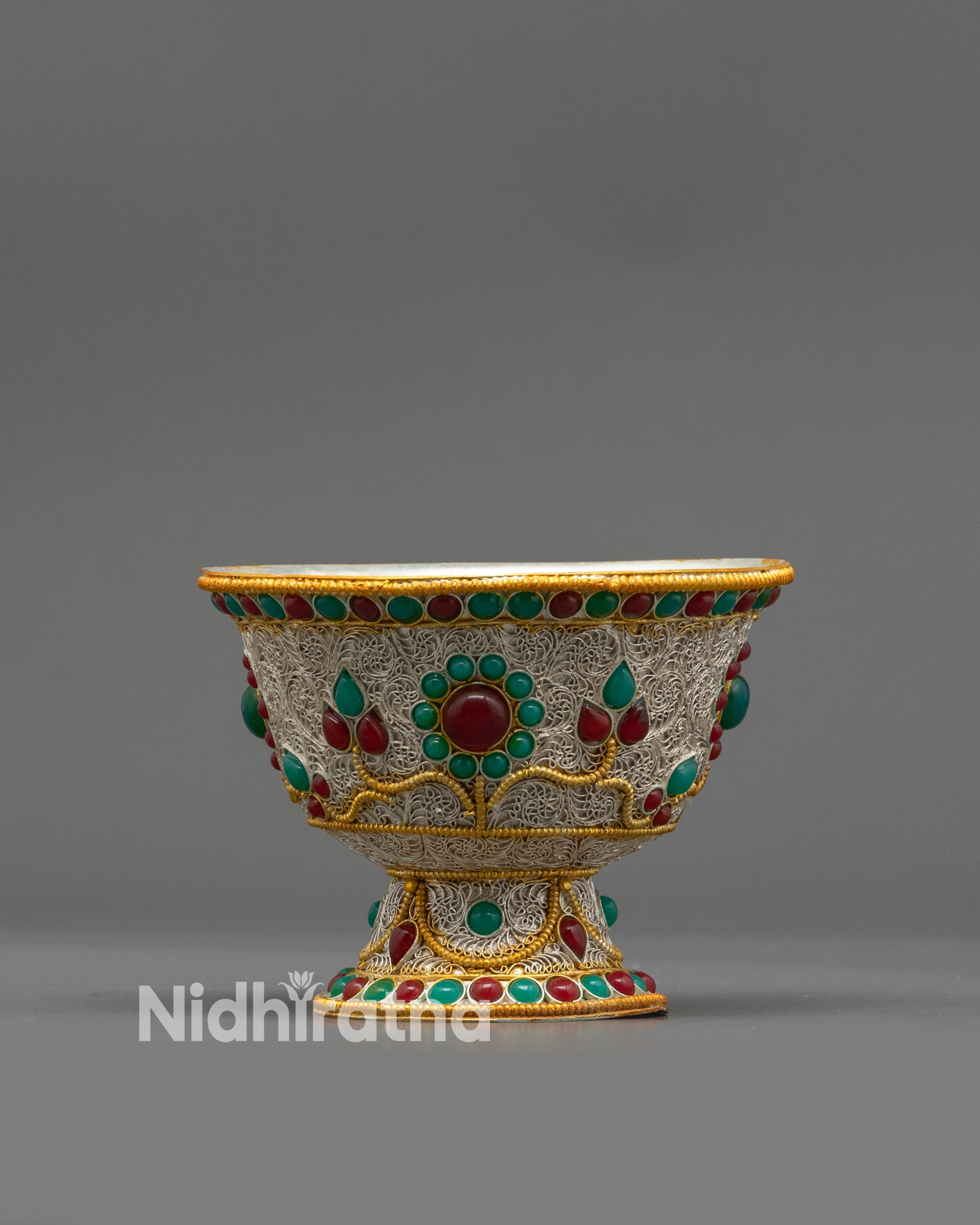 Silver-Plated Water Offering Bowl | Buddhist Altars & Spiritual Ceremonies