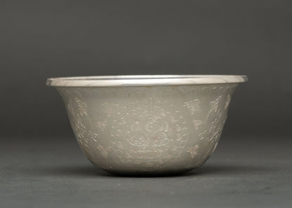 Pure Silver Water Offering Bowl for Daily Ritual Practices