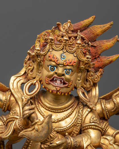 Six-Armed Mahakala Statue | Handcrafted Gold Gilded Copper
