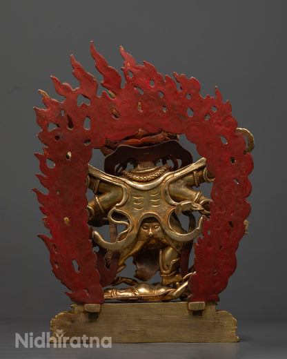 Six-Armed Mahakala Statue | Handcrafted Gold Gilded Copper
