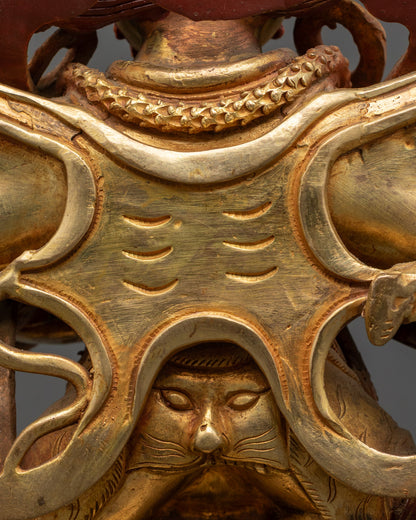 Six-Armed Mahakala Statue | Handcrafted Gold Gilded Copper