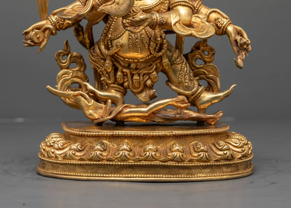 Six-Armed Mahakala Statue | Handcrafted Gold Gilded Copper