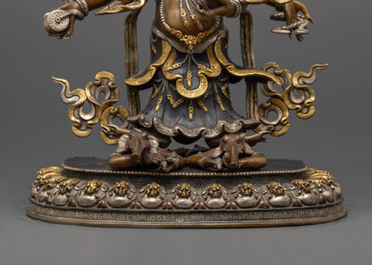 Handmade Oxidized White Mahakala Statue | Sacred Protector Deity