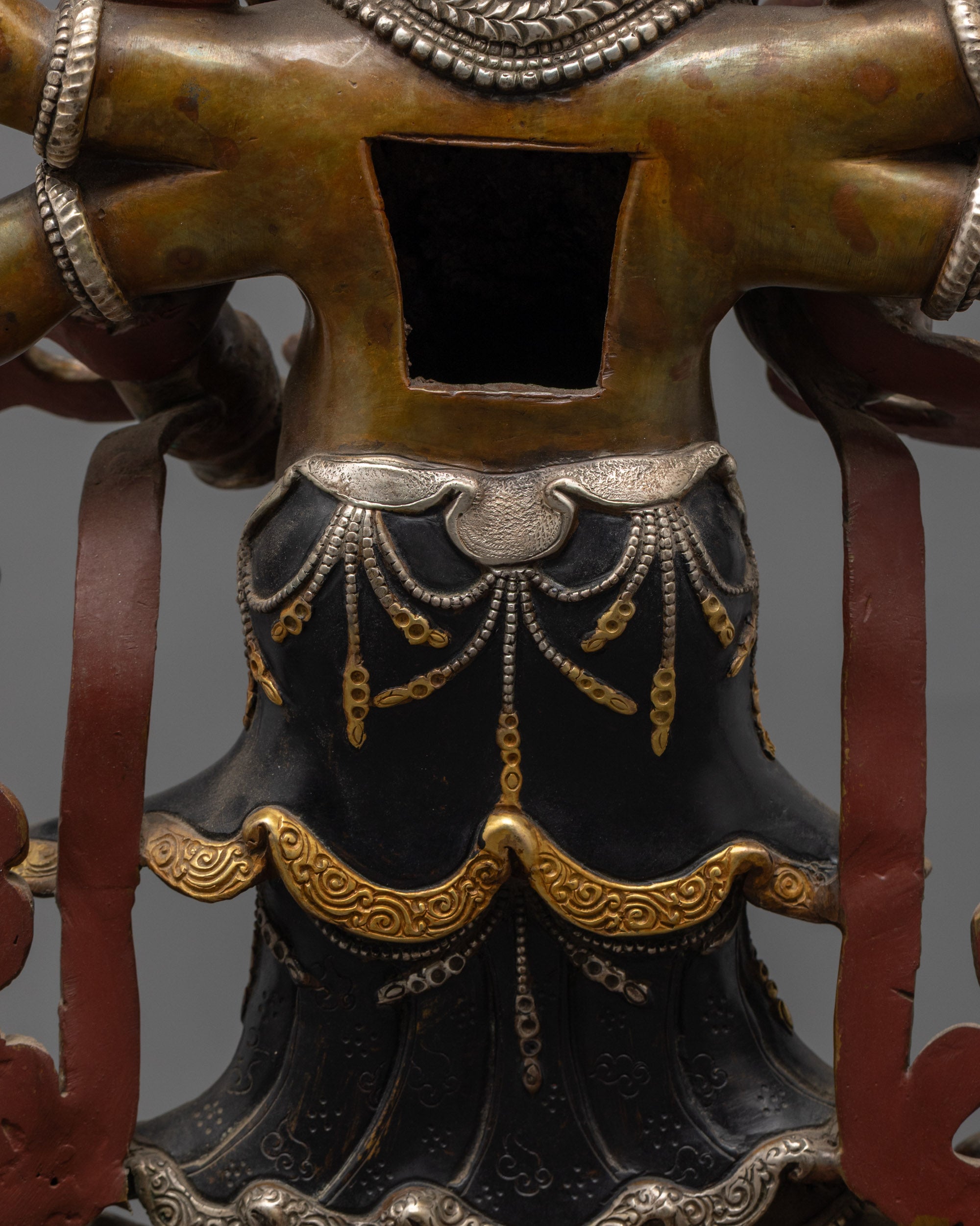 Handmade Oxidized White Mahakala Statue | Sacred Protector Deity