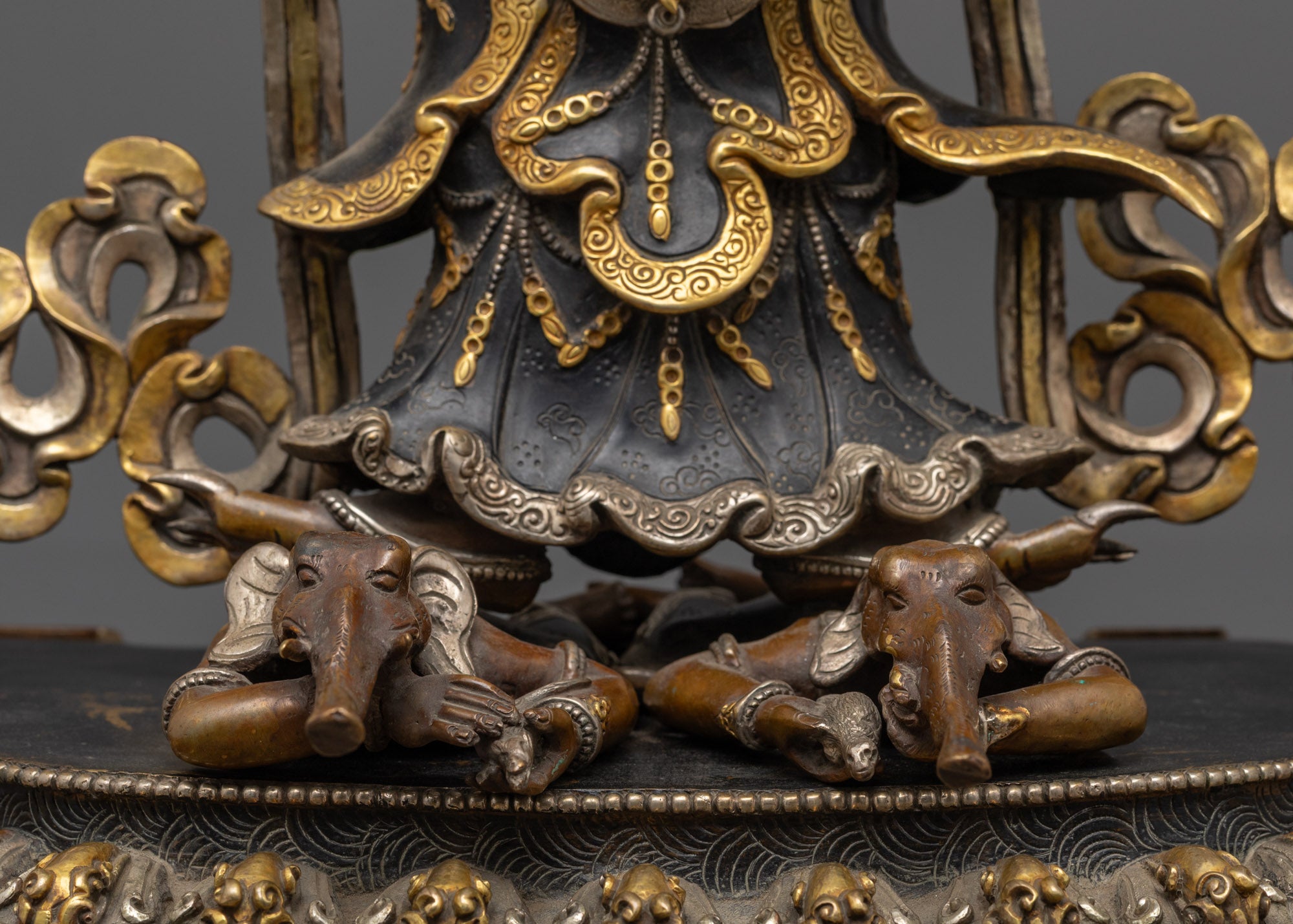 Handmade Oxidized White Mahakala Statue | Sacred Protector Deity