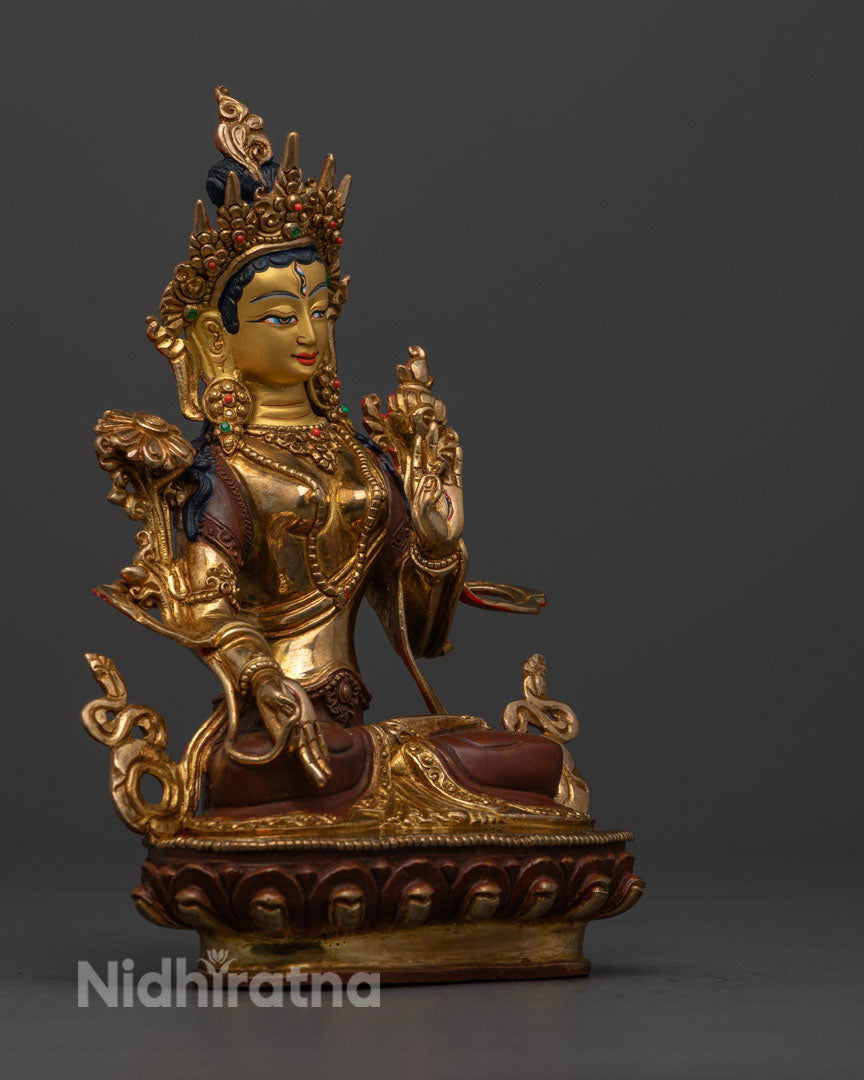 White Tara Mantra Statue: Tibetan Himalayan Practice