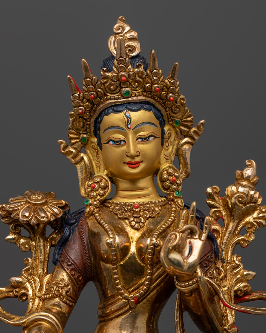 White Tara Mantra Statue: Tibetan Himalayan Practice