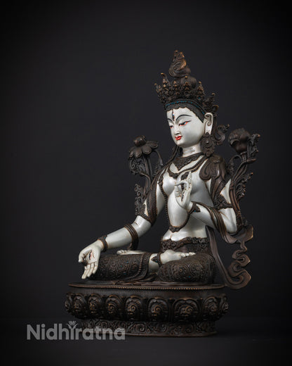 Tibetan White Tara Statue | Himalayan Sacred Art