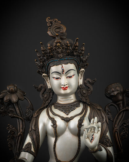 Tibetan White Tara Statue | Himalayan Sacred Art