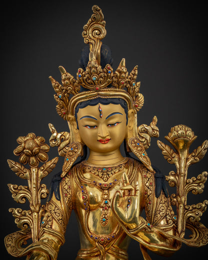 Hand-Carved White Tara Statue | Goddess of Compassion