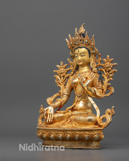 Nepalese White Tara Statue | Artisan Crafted with Consecration Chamber