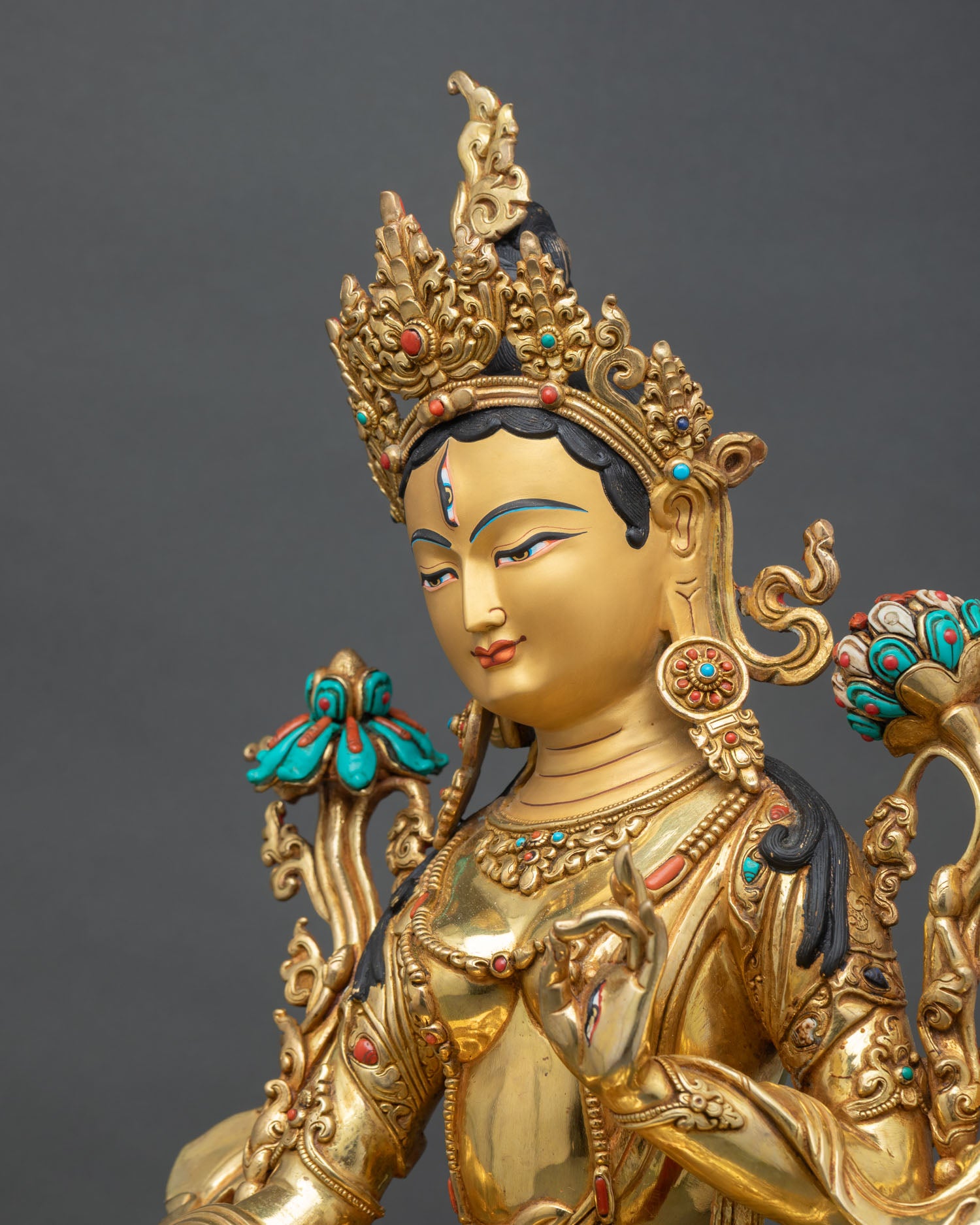 White Tara Buddhist Statue – Traditional Himalayan Spiritual Decor