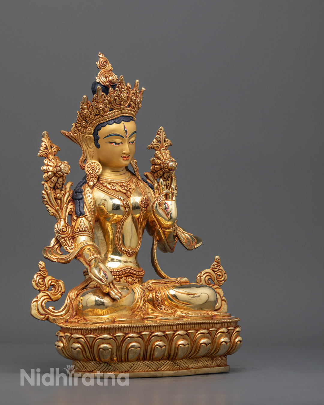 Buddhist Hand-carved White Tara Sculpture