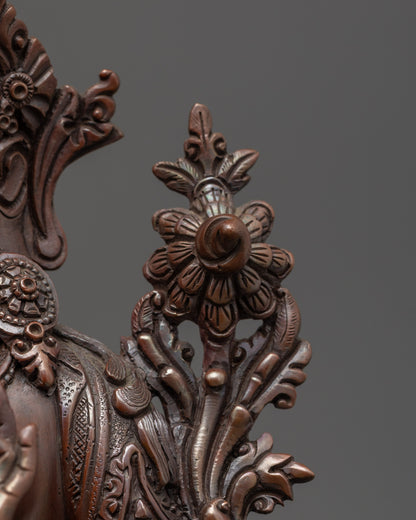Oxidized Copper White Tara Statue | Traditional Himalayan Artwork