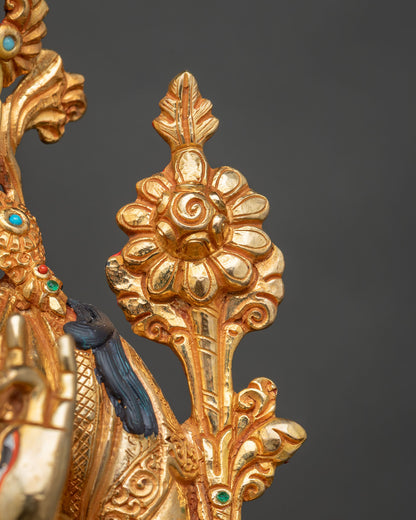 White Tara Statue | Gold Fire-Gilded Buddhist Artwork