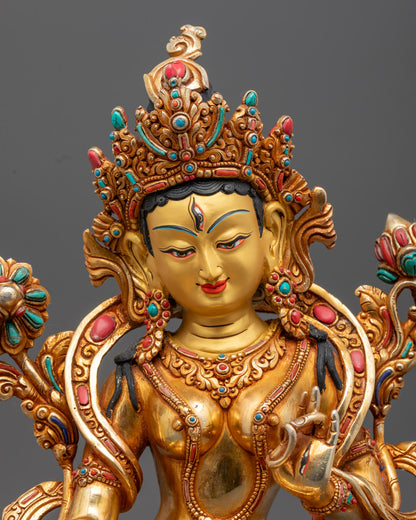 Buddhist White Tara Statue | Traditional Art of Nepal