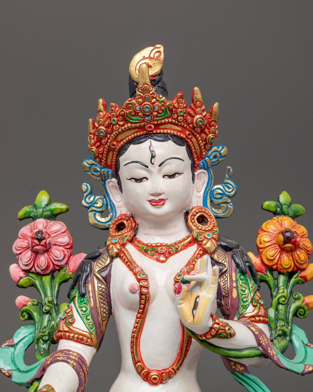 Sacred White Tara Sculpture | Traditional Buddhist Statue