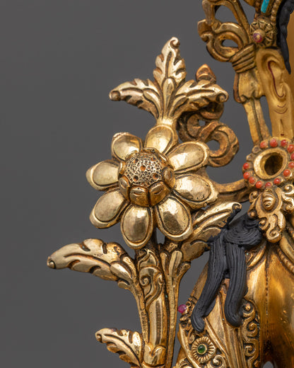 Handcrafted White Tara Sculpture | 24k Fire Gold Gilded Face