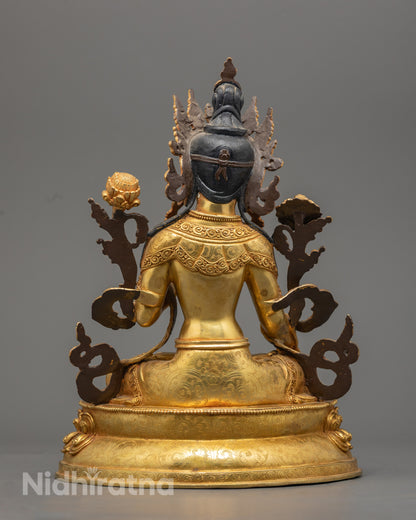 Authentic Nepali White Tara Statue | Sacred Feminine Deity