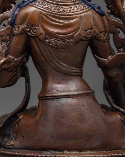 White Tara Statue | High-Precision Oxidized Copper Buddhist Sculpture