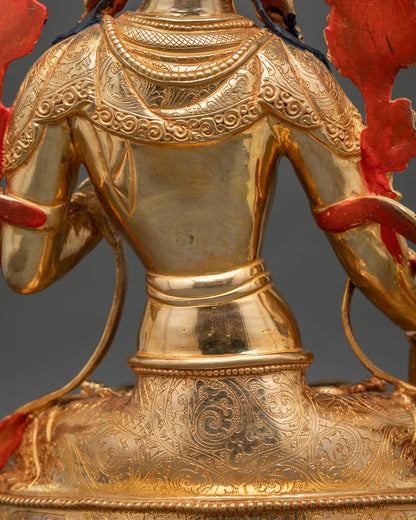White Tara Statue | Gold Fire-Gilded Buddhist Artwork
