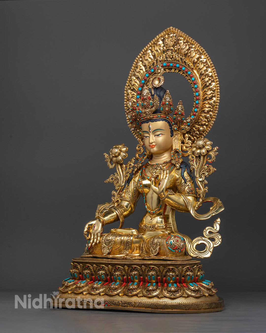 Majestic White Tara Sculpture | Tibetan Buddhist Healing Deity