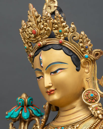 White Tara Buddhist Statue – Traditional Himalayan Spiritual Decor
