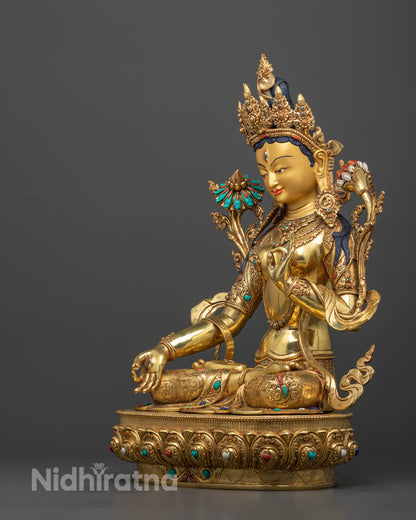 White Tara Statue | Hand-Carved Himalayan Buddhist