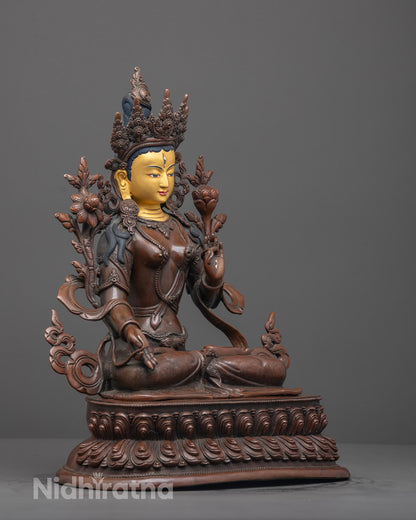 Nepalese White Tara Statue | Handcrafted Vajrayana Bodhisattva