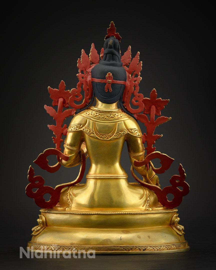 Female Buddha White Tara Statue | Gilded in Pure 24K Gold