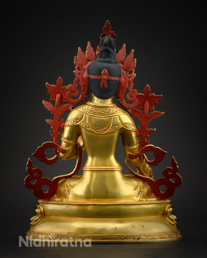 Female Buddha White Tara Statue | Gilded in Pure 24K Gold