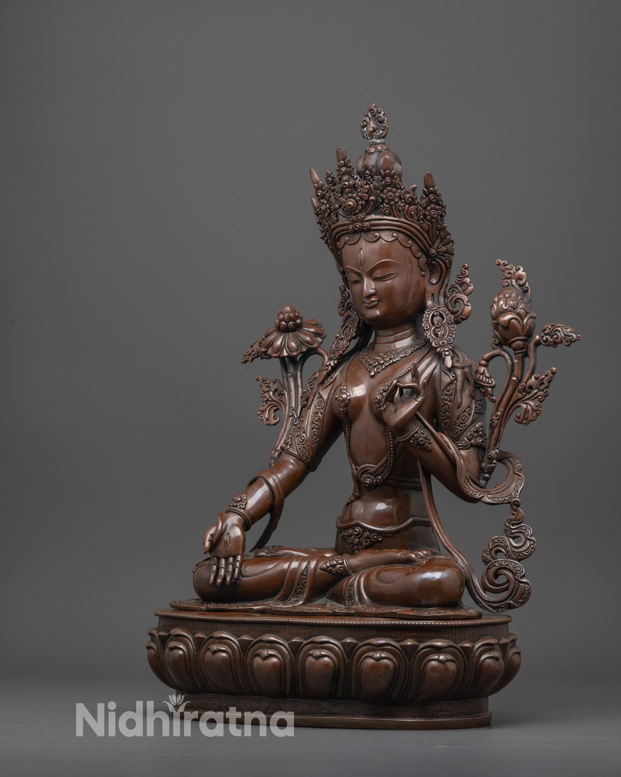 Oxidized White Tara Statue | Ancient Tibetan Spiritual Symbol
