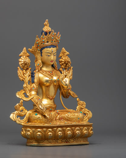 Traditional White Tara Statue | Himalayan Buddhist Sculpture