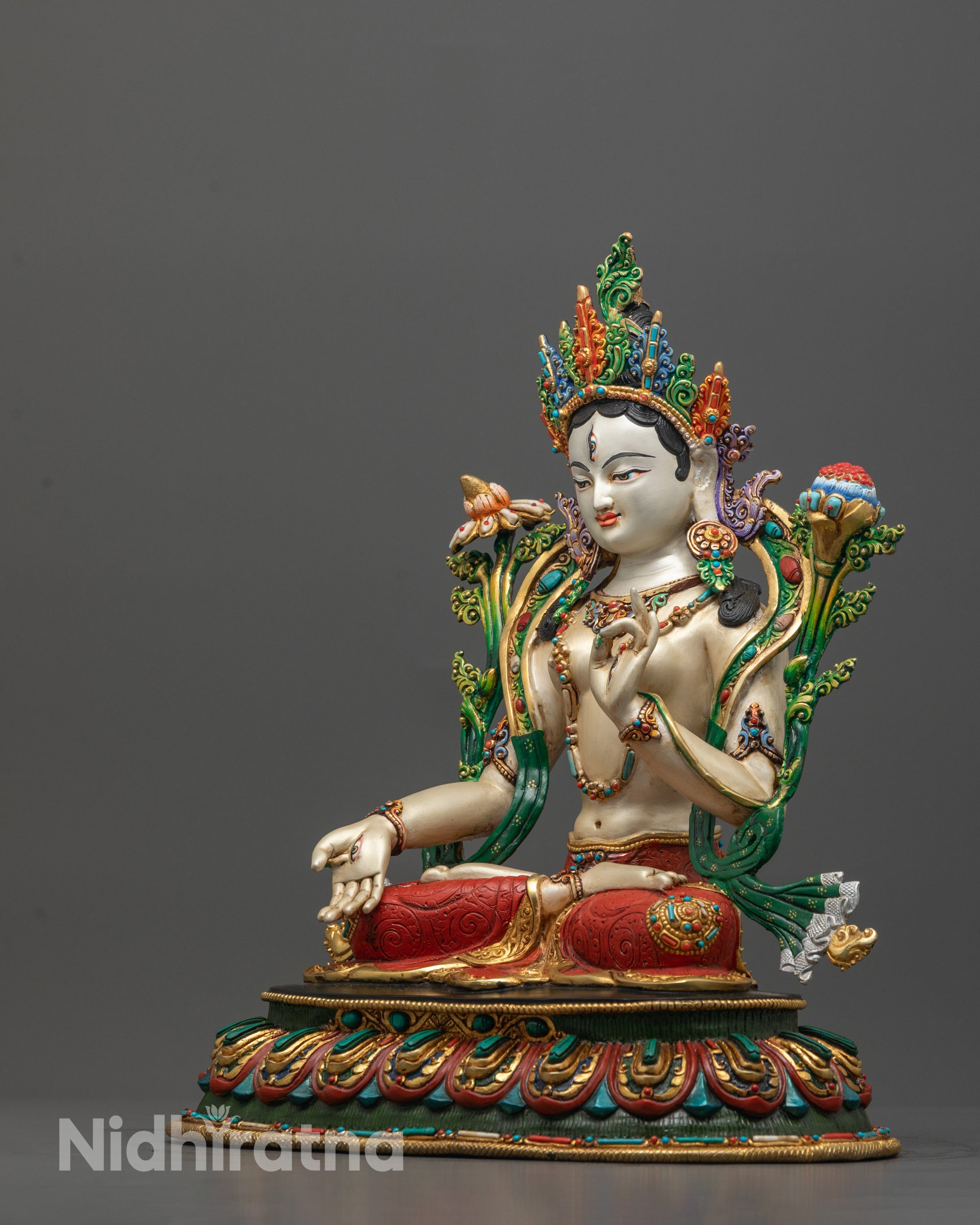 White Tara Statue from Nepal | Handmade Vajrayana Goddess