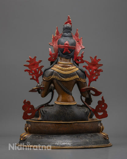Handmade Oxidized White Tara Sculpture | Tibetan Buddhist Deity